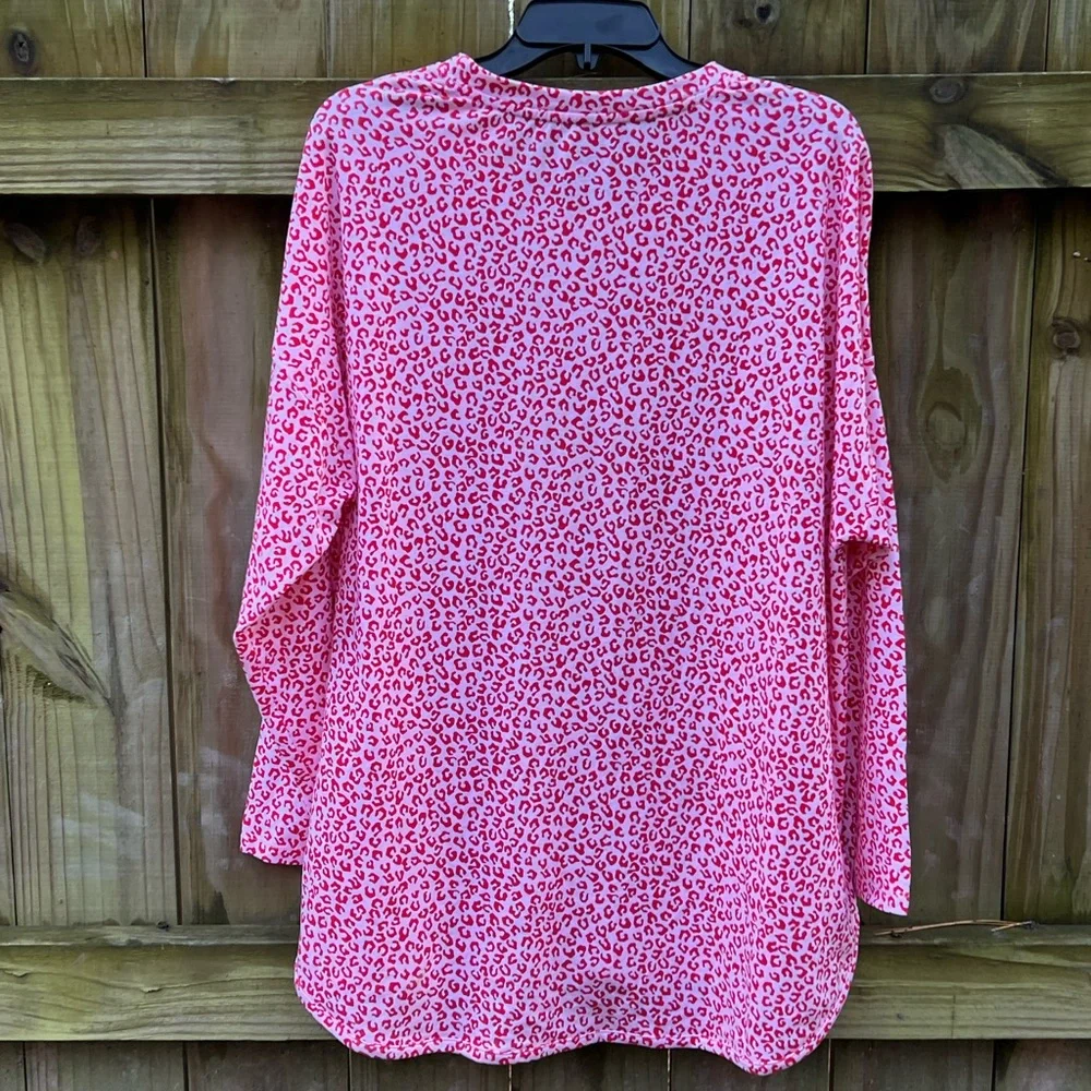CABANA BY CROWN & IVY Easy Breezy Baby red pink Terry Tee Womens 1X NWT NEW - Picture 5 of 8